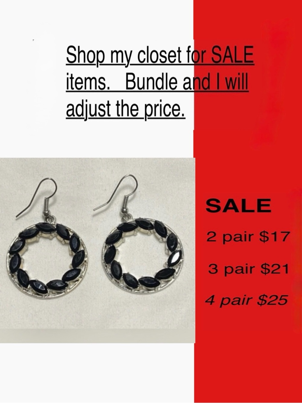 Paparazzi Black and Silver Hoop Earrings